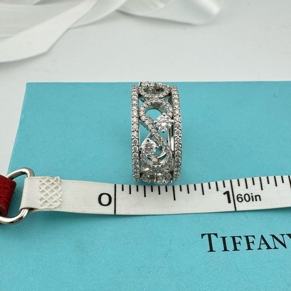 RARE Tiffany & Co. Diamond Enchant Scroll Ring in Platinum Retired 1.3 TCW - Picture 6 of 9
